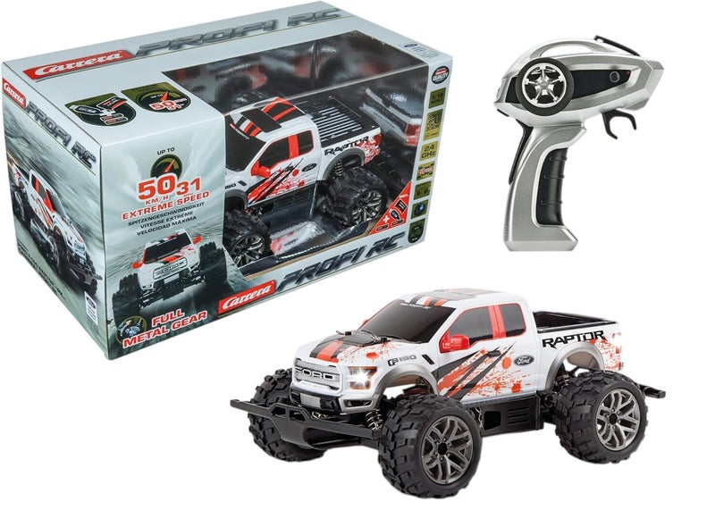 Carrera سيارة Carrera Profi RC فورد F-150 رابتور PX (1:18، أبيض/أحمر) - Image 2